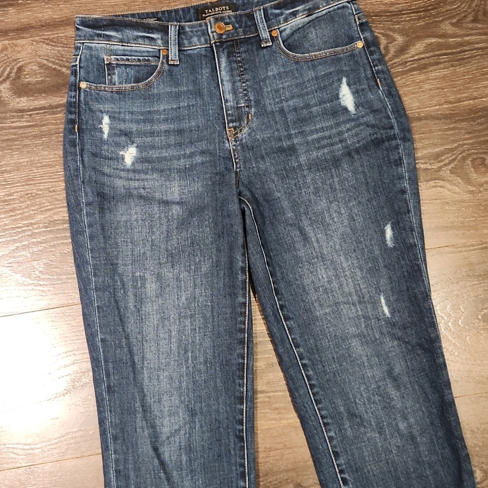 ❤ TALBOTS HIGH RISE SLIM STRAIGHT JEANS, DISTRESSED, 4 (27) - Picture 3 of 8